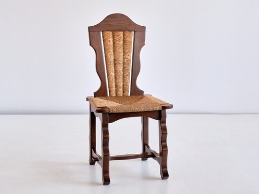 Dining Chairs in Oak and Rush Attributed to Victor Courtray, 1950s, Set of 6-FMT-960731