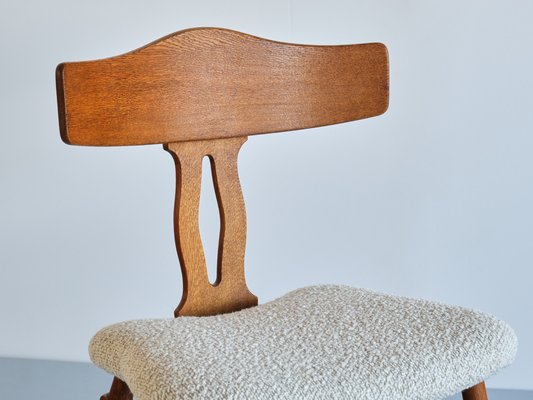 Dining Chairs in Oak & Bouclé by Henning Kjærnulf, Denmark, 1950s, Set of 8-FMT-1798172