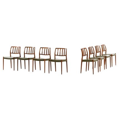 Dining Chairs in Rosewood and Green Leather attributed to Niels O. Møller, 1970s, Set of 8-SC-2022132