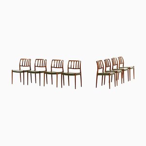 Dining Chairs in Rosewood and Green Leather attributed to Niels O. Møller, 1970s, Set of 8-SC-2022132