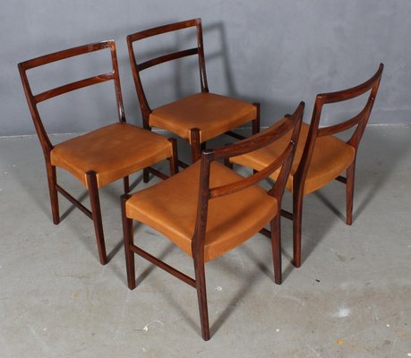 Dining Chairs in Rosewood and Leather by Johannes Andersen, Set of 4-HJB-1231806