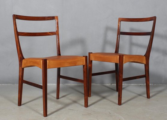 Dining Chairs in Rosewood and Leather by Johannes Andersen, Set of 4-HJB-1231806