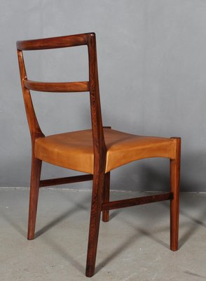 Dining Chairs in Rosewood and Leather by Johannes Andersen, Set of 4-HJB-1231806