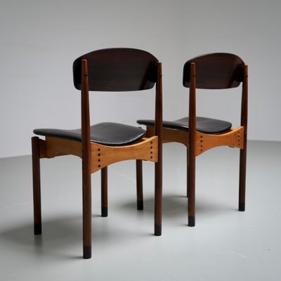 Dining Chairs in Teak, Mahogany and Faux Leather, Italty, 1960s, Set of 2-ITV-1773833