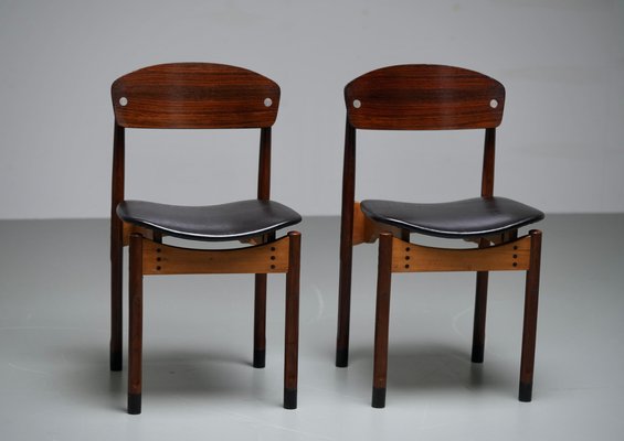 Dining Chairs in Teak, Mahogany and Faux Leather, Italty, 1960s, Set of 2-ITV-1773833