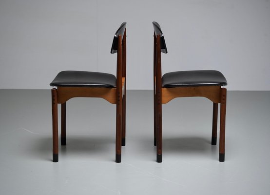 Dining Chairs in Teak, Mahogany and Faux Leather, Italty, 1960s, Set of 2-ITV-1773833