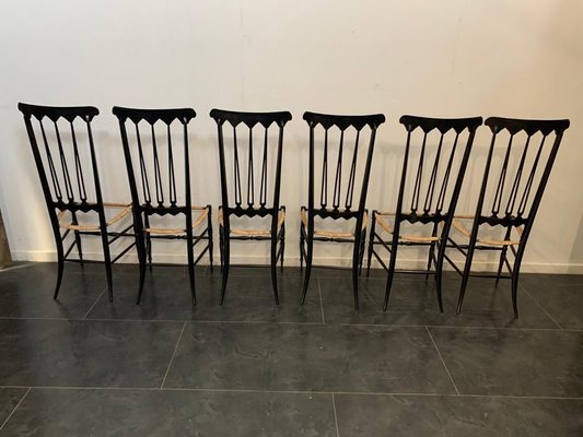 Dining Chairs in the style of Giò Ponti for S.A.C. Chiavari, 1950s, Set of 6-IJR-858016