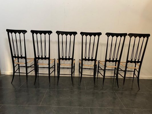 Dining Chairs in the style of Giò Ponti for S.A.C. Chiavari, 1950s, Set of 6-IJR-858016