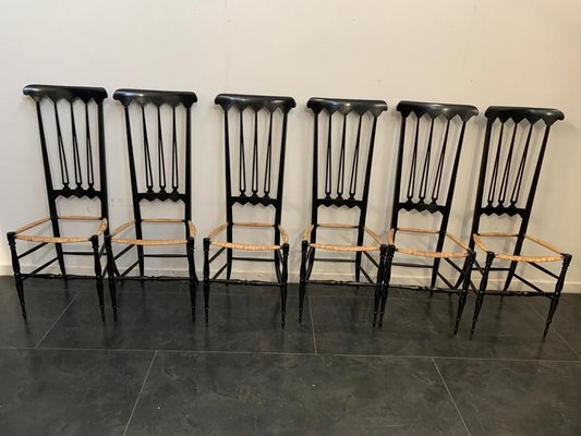 Dining Chairs in the style of Giò Ponti for S.A.C. Chiavari, 1950s, Set of 6-IJR-858016