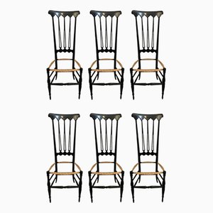 Dining Chairs in the style of Giò Ponti for S.A.C. Chiavari, 1950s, Set of 6-IJR-858016