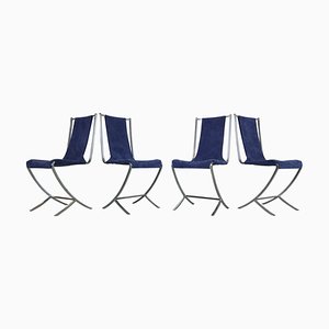 Dining Chairs in Velvet & Steel by Pierre Cardin for Maison Jansen, 1970, Set of 4-DT-2026190