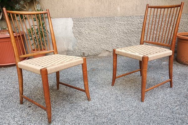 Dining Chairs in Walnut and Seat in Rope by Paolo Buffa, 1938, Set of 2-OHK-1738959