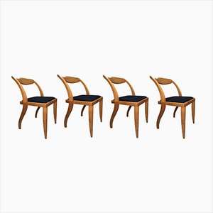 Dining Chairs in Walnut & Cotton, Set of 4-FXJ-1364668