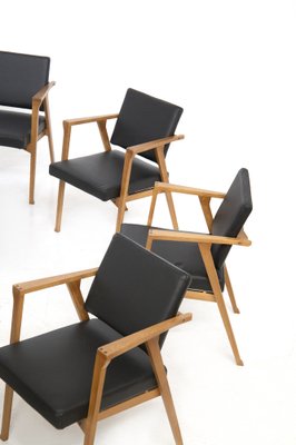 Dining Chairs in Wood and Leather Attributed to Franco Albini, Set of 6-RCE-1279037