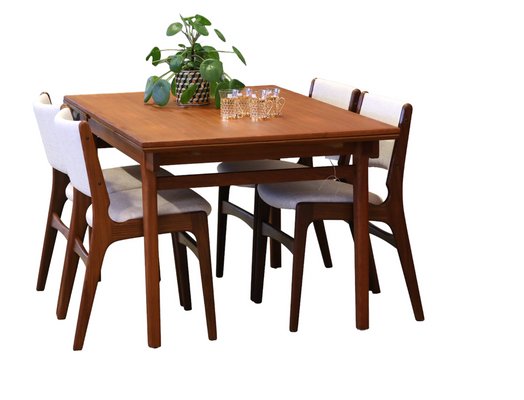 Dining Chairs Model 89 in Teak and Beige Upholstery attributed to Erik Buch, Denmark, 1960s, Set of 4-BPJ-1762820