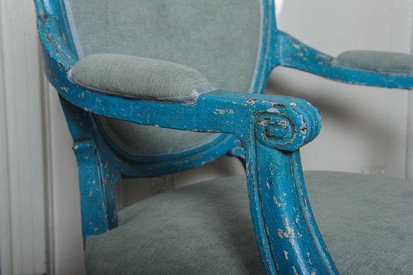 Dining Chairs with Azure Blue Patina, Set of 6-TDA-1376412