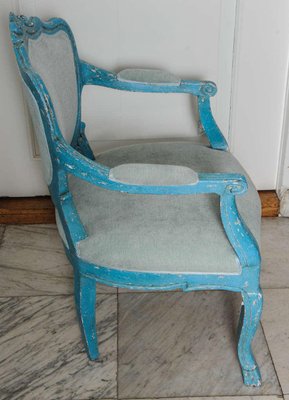 Dining Chairs with Azure Blue Patina, Set of 6-TDA-1376412