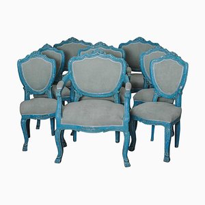 Dining Chairs with Azure Blue Patina, Set of 6-TDA-1376412