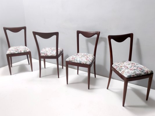 Dining Chairs with Beech Frame and Linen Patterned Fabric attributed to Carlo Enrico Rava, 1950s, Set of 4-JPQ-1820846