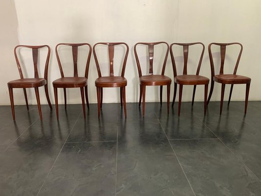 Dining Chairs with Leatherette Seat from Pirelli Sapsa, 1950s, Set of 6-IJR-848179