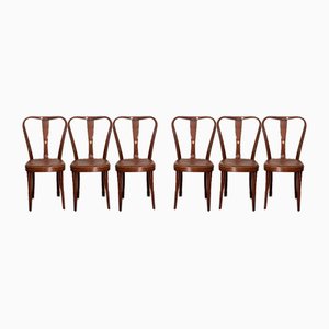 Dining Chairs with Leatherette Seat from Pirelli Sapsa, 1950s, Set of 6-IJR-848179