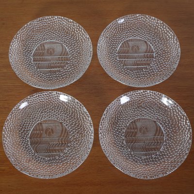 Dining Glass Plates from Bohemia Crystal & Tesla Holesovice Praha, Set of 4, 1960s-IND-1351252