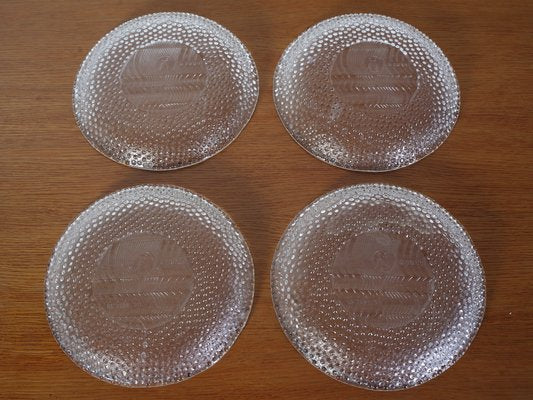 Dining Glass Plates from Bohemia Crystal & Tesla Holesovice Praha, Set of 4, 1960s-IND-1351252