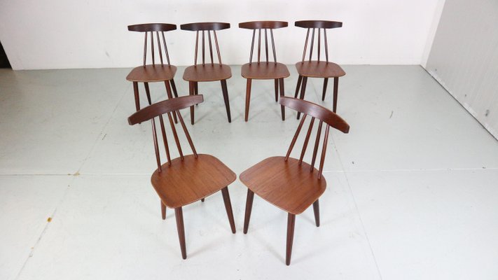 Dining Room Chairs 3705 by Poul Volther for Fremel Røjle, Denmark, 1960s, Set of 6-DT-2026126