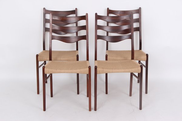 Dining Room Chairs in Rosewood by Arne Wahl Iversen, Denmark, 1970s, Set of 4-DQ-1718218