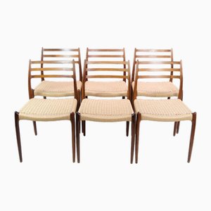 Dining Room Chairs Model 78 in Rosewood by N.O Møller, 1950s, Set of 6-UY-2027294