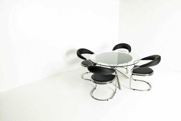 Dining Room Table & Chairs by Giotto Stoppino, Italy, 1970s, Set of 5-UQV-1262550