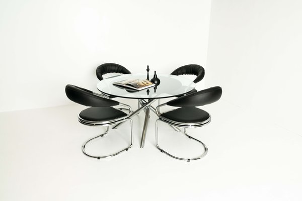 Dining Room Table & Chairs by Giotto Stoppino, Italy, 1970s, Set of 5-UQV-1262550