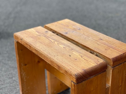 Dining Room Table, Stools and Bench by Charlotte Perriand for Les Arcs, Set of 5-LA-1180696