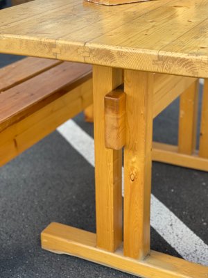 Dining Room Table, Stools and Bench by Charlotte Perriand for Les Arcs, Set of 5-LA-1180696