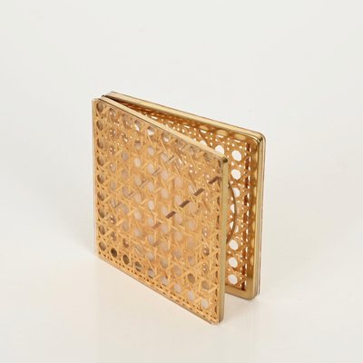 Dior Picture Frame in Brass, Acrylic and Vienna Straw, Italy, 1970s-JDR-2019585