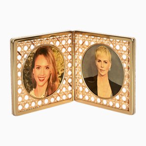 Dior Picture Frame in Brass, Acrylic and Vienna Straw, Italy, 1970s-JDR-2019585