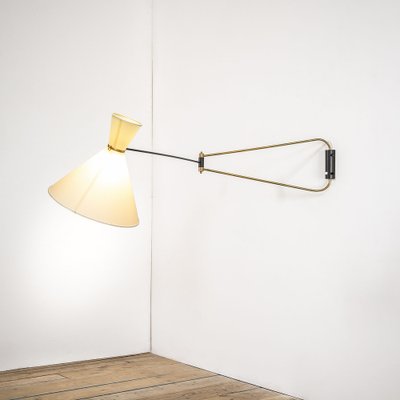 Directionable Wall Lamp in Brass and Fabric from Robert Mathieu, 1960s-FWM-1720766