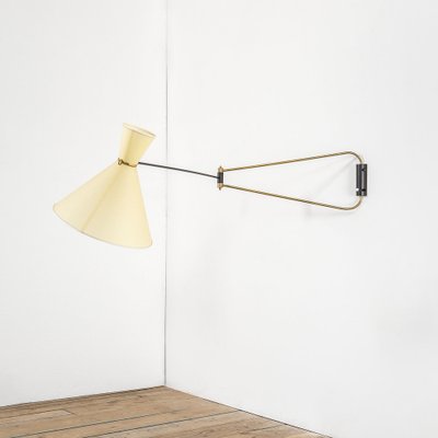 Directionable Wall Lamp in Brass and Fabric from Robert Mathieu, 1960s-FWM-1720766