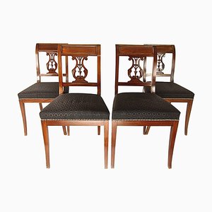 Directoire Mahogany Side Chairs with Brass Banding, Set of 4-KMT-727026