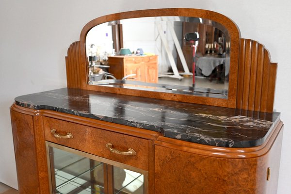 Display Buffet in Thuya Veneer and Black Marble from Maison Stourm, 1940-RVK-1406361