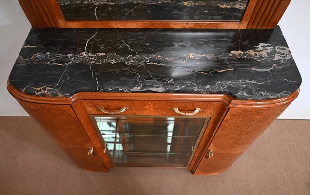 Display Buffet in Thuya Veneer and Black Marble from Maison Stourm, 1940-RVK-1406361