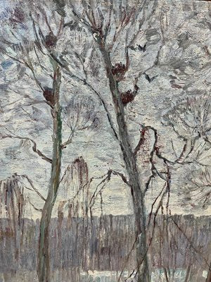 Dmitrij Kosmin, Flooded Forest in Gray and Purple, 1994, Oil Painting-QUE-1338803