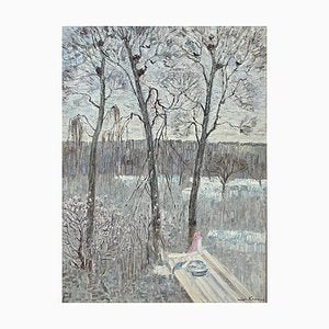 Dmitrij Kosmin, Flooded Forest in Gray and Purple, 1994, Oil Painting-QUE-1338803