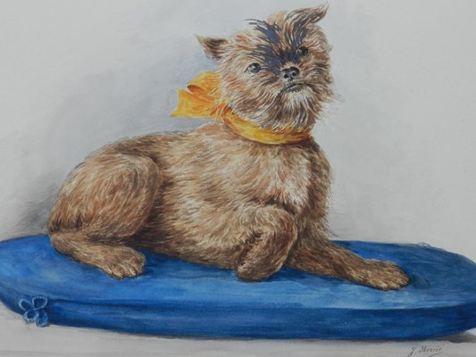 Dog Portrait, 1930s, Watercolor on Paper, Framed-ARU-1120172