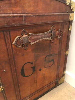 Domed Travel Trunk in Leather, Wood and Brass, 1890s-BA-2020892