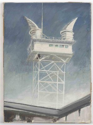 Domenico Purificato, Television Antenna, Oil on Canvas, Mid-20th Century-ZCI-1762108