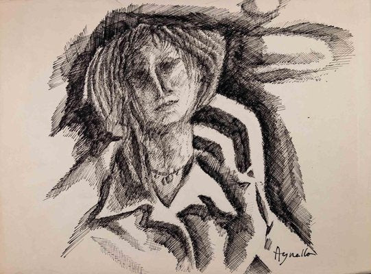 Dominique Agnello, Portrait of a Woman, Original Drawing, Mid-20th-Century-ZCI-1210984