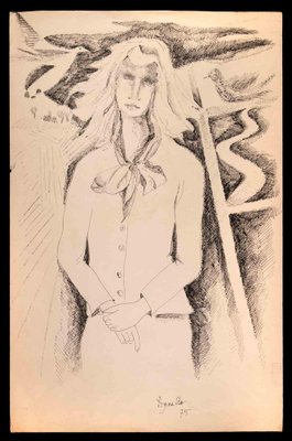 Dominique Agnello, Woman, Pen Drawing, 1975-ZCI-1762222