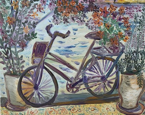 Dondi Schwartz, Bike in Greece, 2024, Oil on Canvas-CHG-2037893