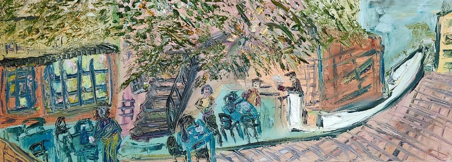 Dondi Schwartz, Cafe in Agistry Island, Greece, 2024, Oil on Canvas-CHG-2037940